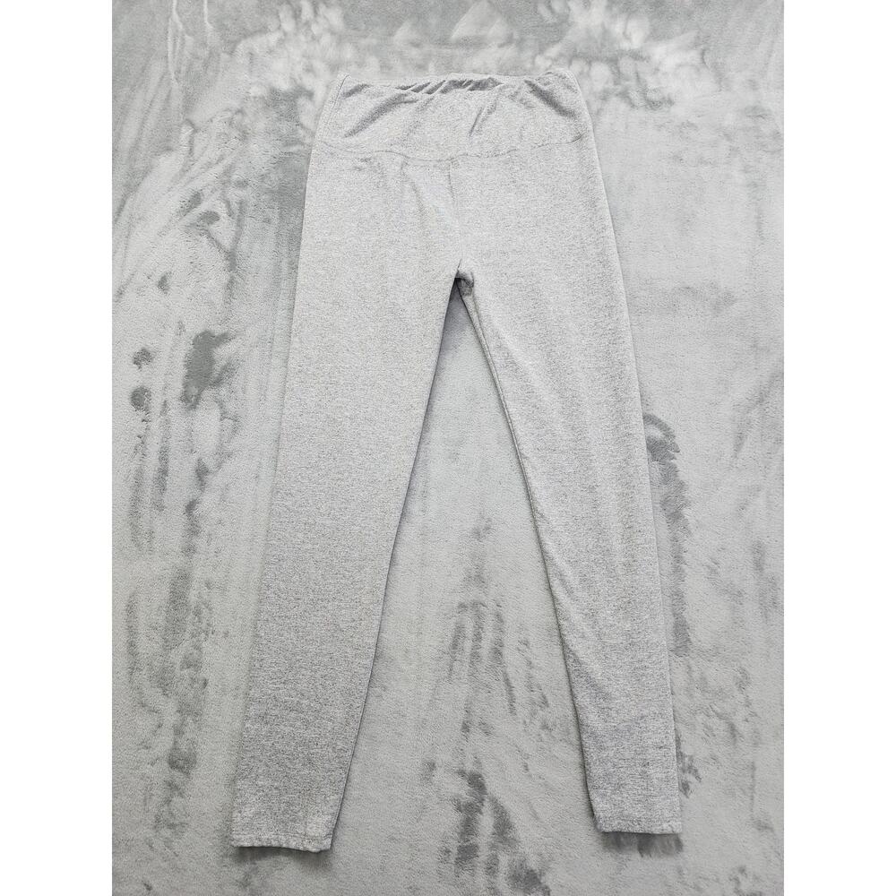 LA + Image High‎ Rise Fleece Lined Leggings Size L Light Heathered Gray Stretch